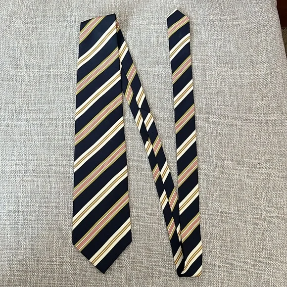 Vintage Cravattificio DI SIENA tie Black Pink Gold 100% Silk - Picture 2 of 5